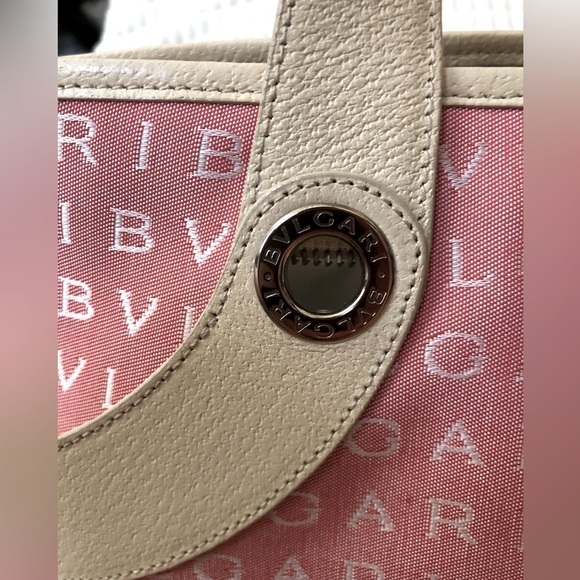 Authentic BVLGARI Pink Monogram Soft Canvas Tote - Picture 4 of 9
